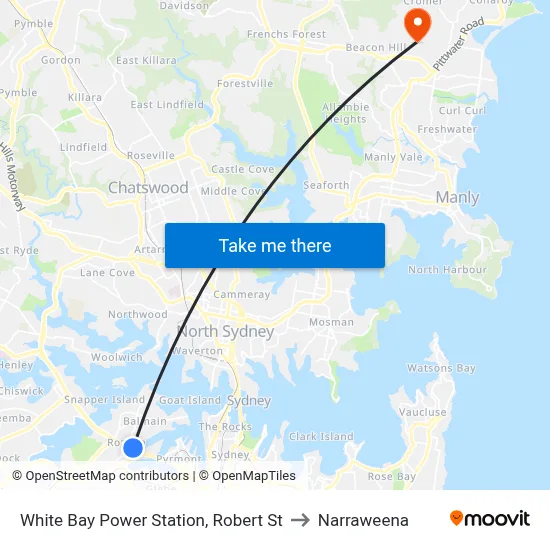 White Bay Power Station, Robert St to Narraweena map