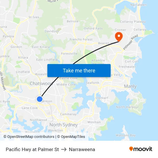 Pacific Hwy at Palmer St to Narraweena map