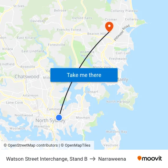 Watson Street Interchange, Stand B to Narraweena map