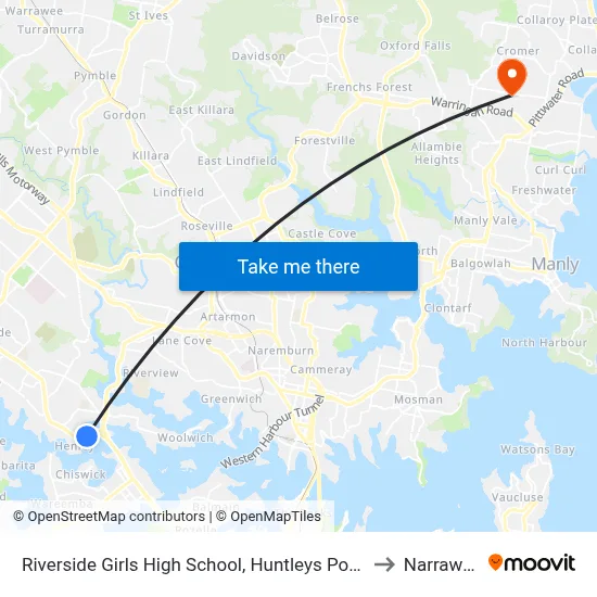 Riverside Girls High School, Huntleys Point Rd, Stand A to Narraweena map