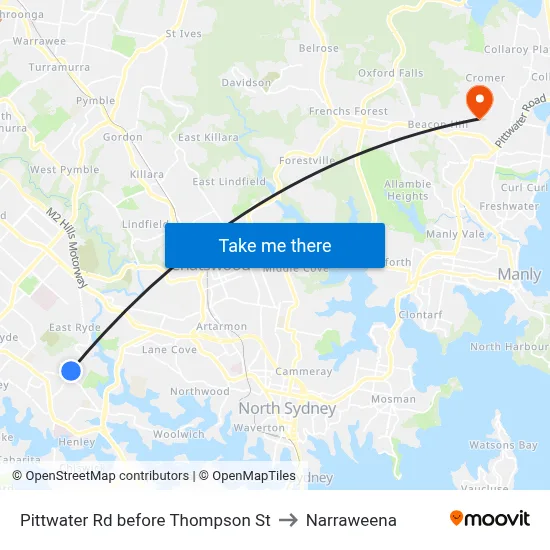 Pittwater Rd before Thompson St to Narraweena map