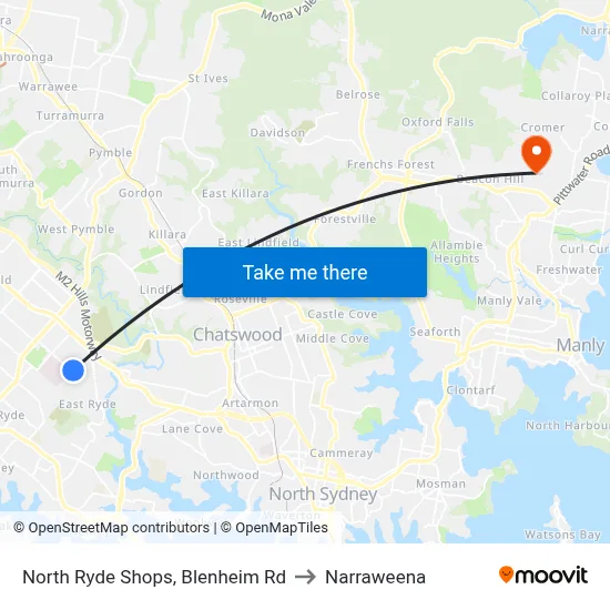 North Ryde Shops, Blenheim Rd to Narraweena map