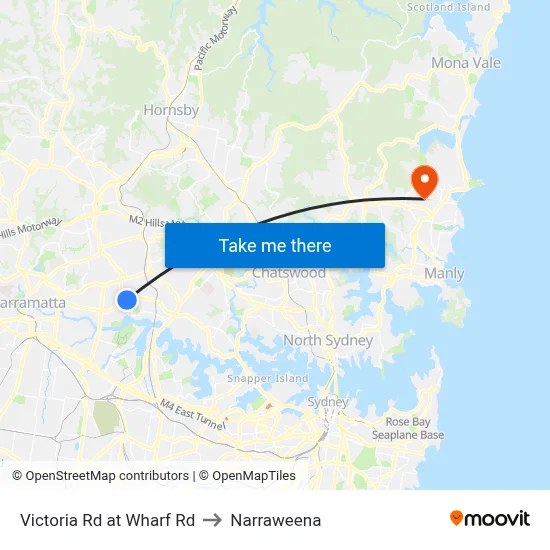 Victoria Rd at Wharf Rd to Narraweena map