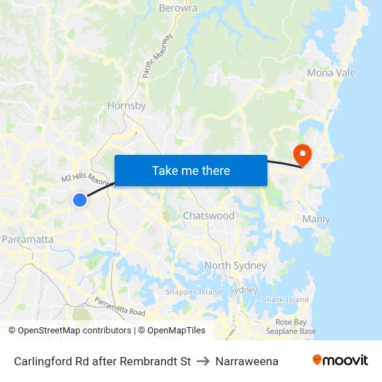 Carlingford Rd after Rembrandt St to Narraweena map
