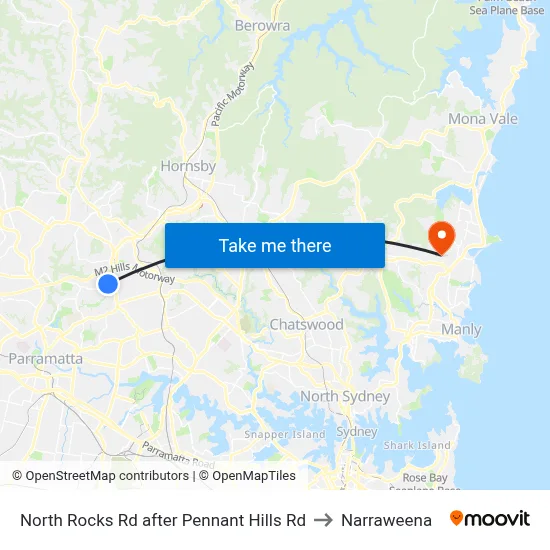 North Rocks Rd after Pennant Hills Rd to Narraweena map