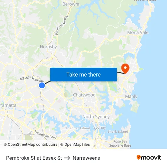 Pembroke St at Essex St to Narraweena map