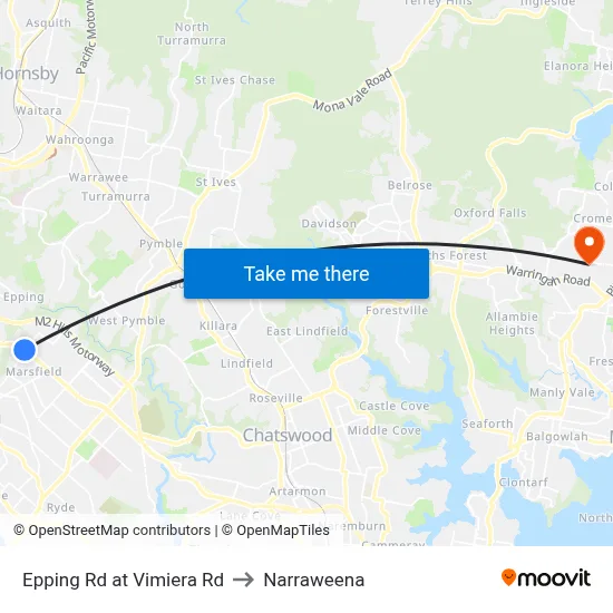 Epping Rd at Vimiera Rd to Narraweena map