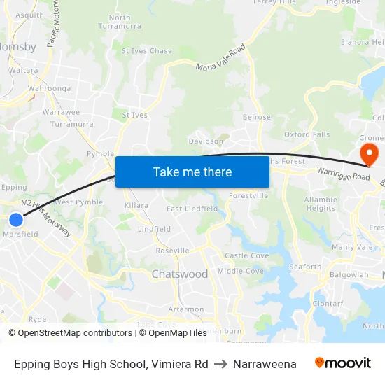 Epping Boys High School, Vimiera Rd to Narraweena map