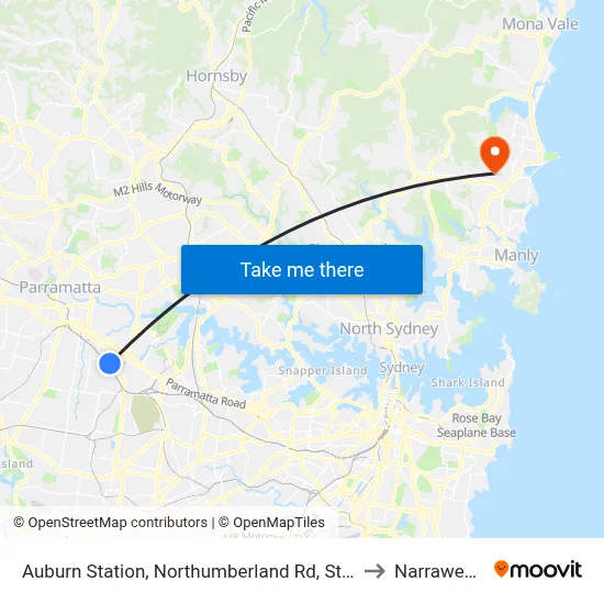 Auburn Station, Northumberland Rd, Stand C to Narraweena map