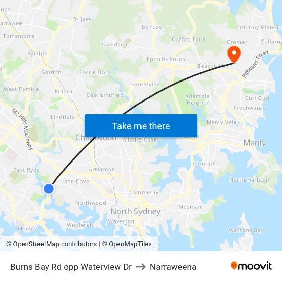 Burns Bay Rd opp Waterview Dr to Narraweena map