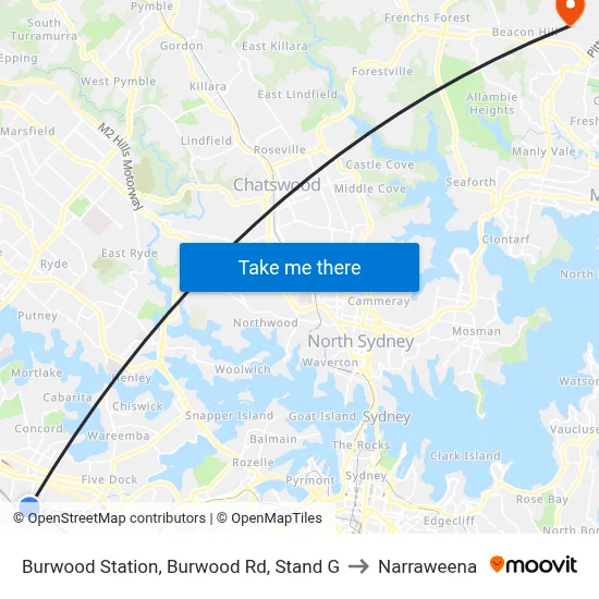 Burwood Station, Burwood Rd, Stand G to Narraweena map