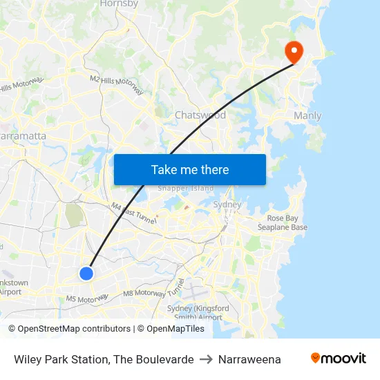 Wiley Park Station, The Boulevarde to Narraweena map