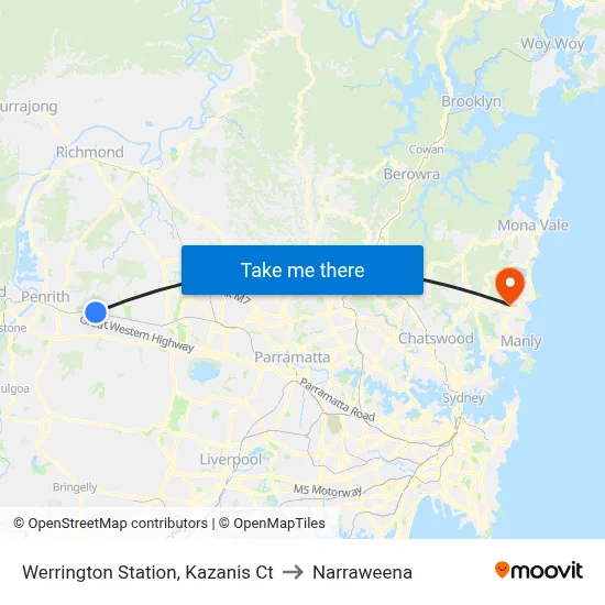 Werrington Station, Kazanis Ct to Narraweena map