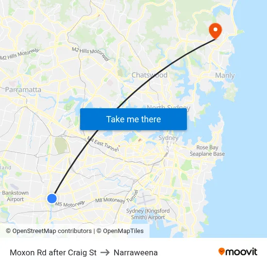 Moxon Rd after Craig St to Narraweena map
