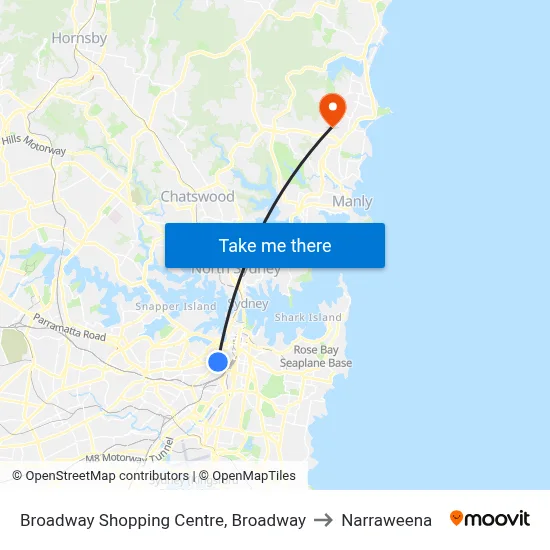 Broadway Shopping Centre, Broadway to Narraweena map