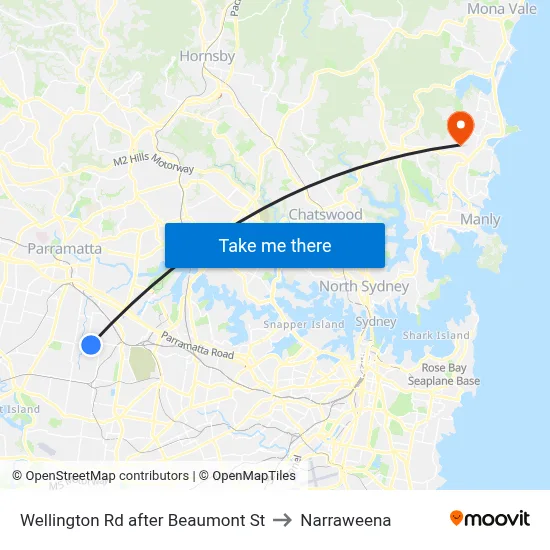 Wellington Rd after Beaumont St to Narraweena map