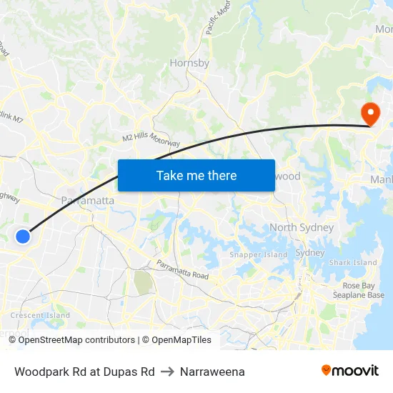 Woodpark Rd at Dupas Rd to Narraweena map