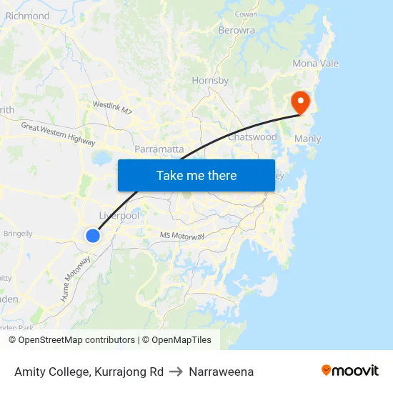 Amity College, Kurrajong Rd to Narraweena map