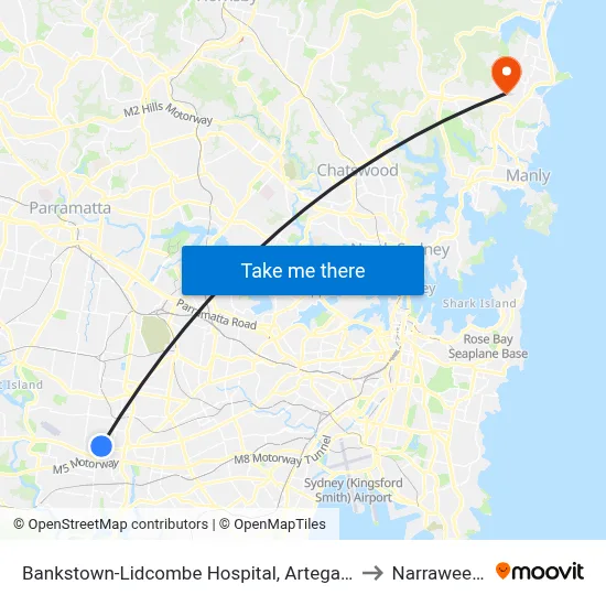 Bankstown-Lidcombe Hospital, Artegall St to Narraweena map