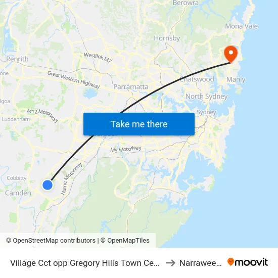 Village Cct opp Gregory Hills Town Centre to Narraweena map