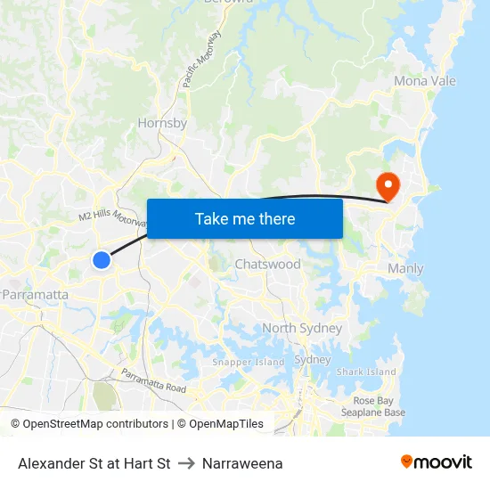 Alexander St at Hart St to Narraweena map