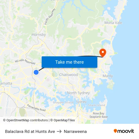 Balaclava Rd at Hunts Ave to Narraweena map
