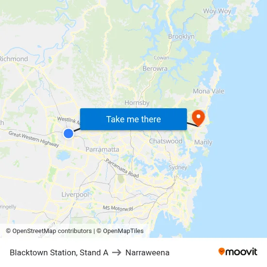 Blacktown Station, Stand A to Narraweena map