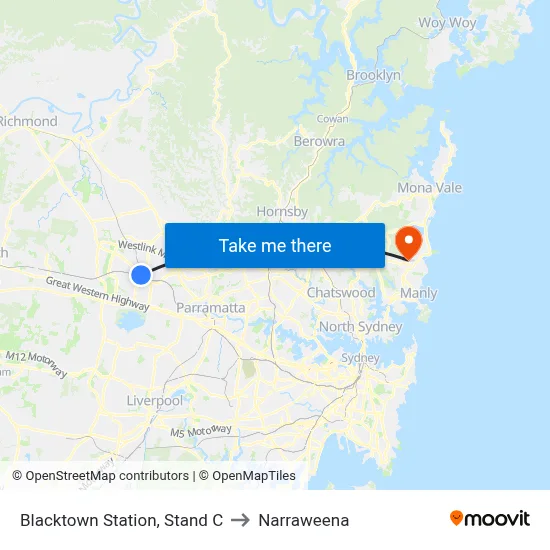 Blacktown Station, Stand C to Narraweena map