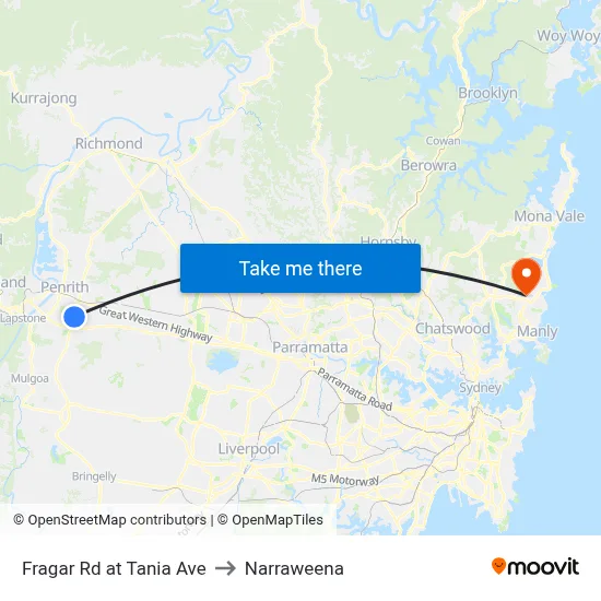 Fragar Rd at Tania Ave to Narraweena map