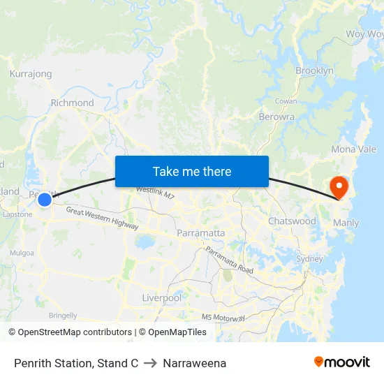 Penrith Station, Stand C to Narraweena map