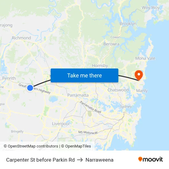 Carpenter St before Parkin Rd to Narraweena map