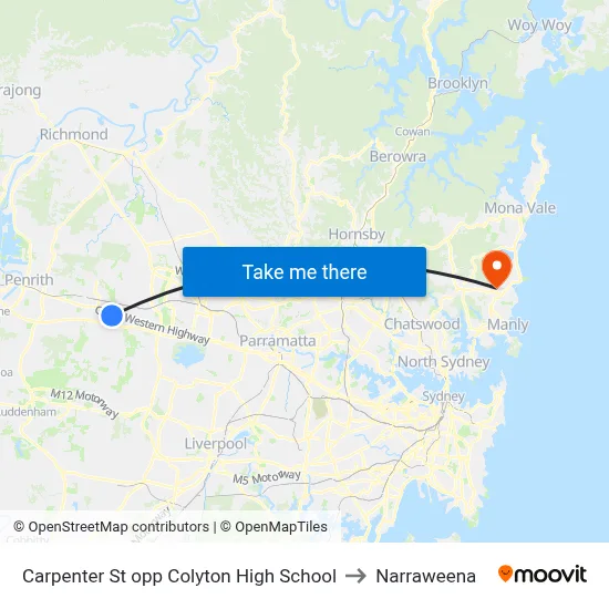 Carpenter St opp Colyton High School to Narraweena map