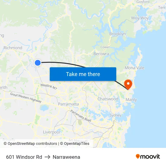 601 Windsor Rd to Narraweena map