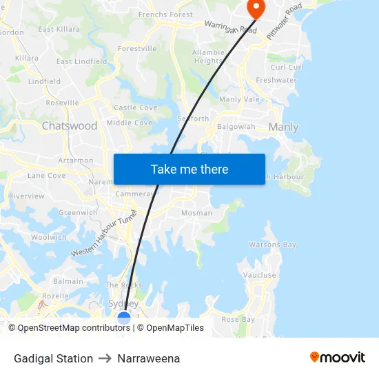 Gadigal Station to Narraweena map