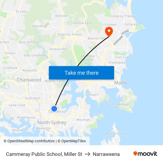 Cammeray Public School, Miller St to Narraweena map