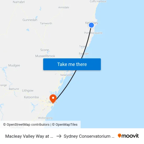 Macleay Valley Way at South St to Sydney Conservatorium of Music map