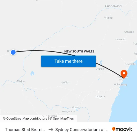 Thomas St at Bromide St to Sydney Conservatorium of Music map