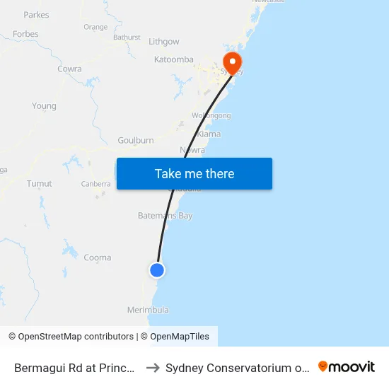 Bermagui Rd at Princes Hwy to Sydney Conservatorium of Music map