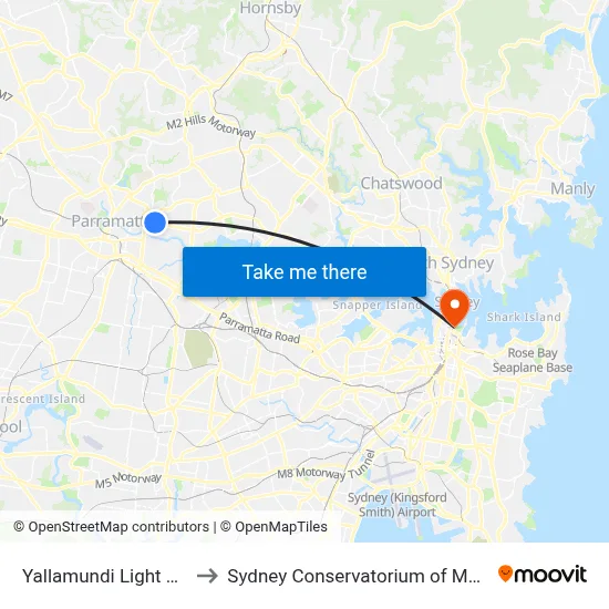 Yallamundi Light Rail to Sydney Conservatorium of Music map