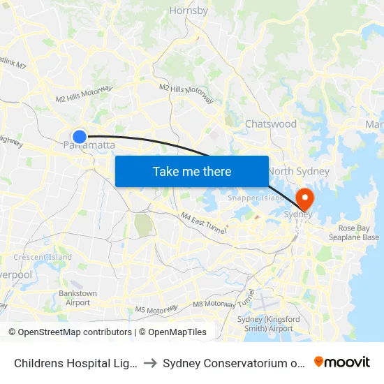 Childrens Hospital Light Rail to Sydney Conservatorium of Music map