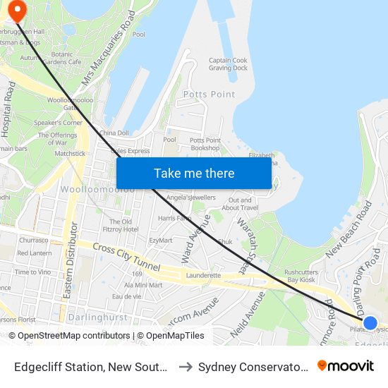 Edgecliff Station, New South Head Rd, Stand P to Sydney Conservatorium of Music map