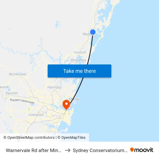 Warnervale Rd after Minnesota Rd to Sydney Conservatorium of Music map