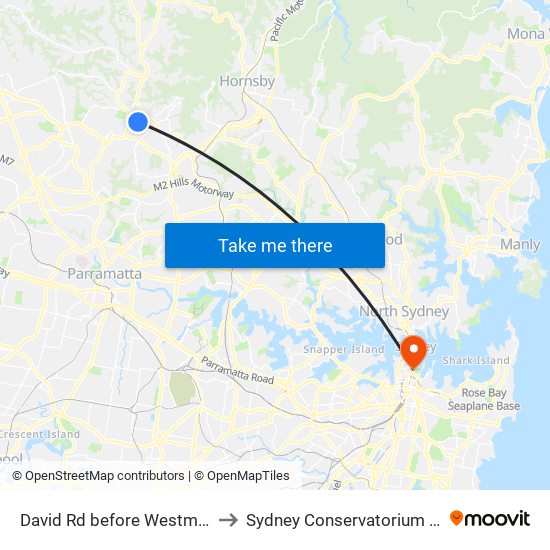 David Rd before Westminster Dr to Sydney Conservatorium of Music map