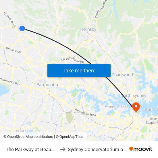 The Parkway at Beaumont Dr to Sydney Conservatorium of Music map