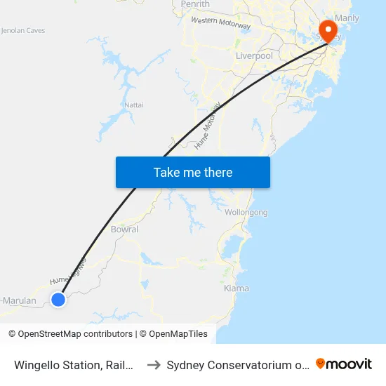 Wingello Station, Railway Pde to Sydney Conservatorium of Music map