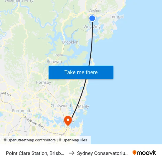 Point Clare Station, Brisbane Water Dr to Sydney Conservatorium of Music map