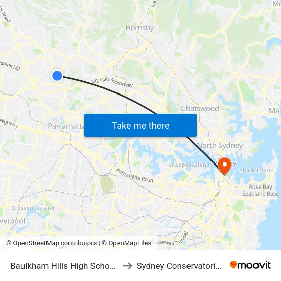 Baulkham Hills High School, Windsor Rd to Sydney Conservatorium of Music map