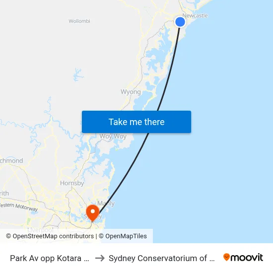 Park Av opp Kotara Park to Sydney Conservatorium of Music map