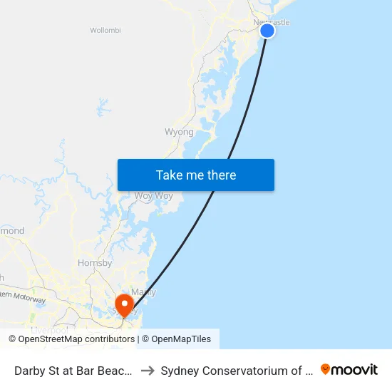 Darby St at Bar Beach Ave to Sydney Conservatorium of Music map