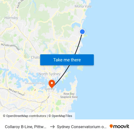 Collaroy B-Line, Pittwater Rd to Sydney Conservatorium of Music map